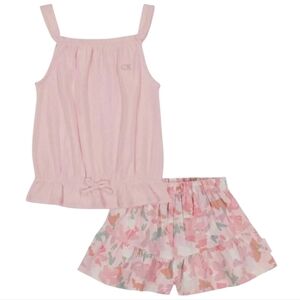 NWT Calvin Klein Riibed Knit Top and Floral Skort 2 Piece Set